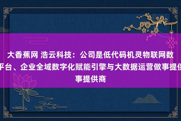 大香蕉网 浩云科技：公司是低代码机灵物联网数据平台、企业全域数字化赋能引擎与大数据运营做事提供商