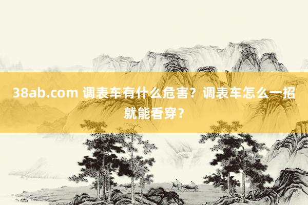 38ab.com 调表车有什么危害？调表车怎么一招就能看穿？