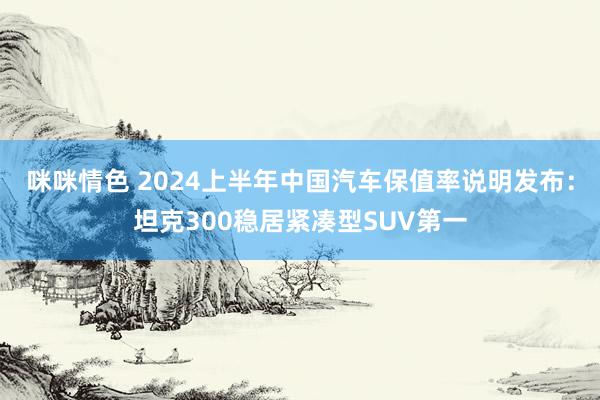 咪咪情色 2024上半年中国汽车保值率说明发布：坦克300稳居紧凑型SUV第一