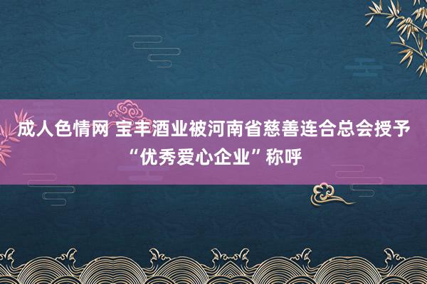 成人色情网 宝丰酒业被河南省慈善连合总会授予“优秀爱心企业”称呼