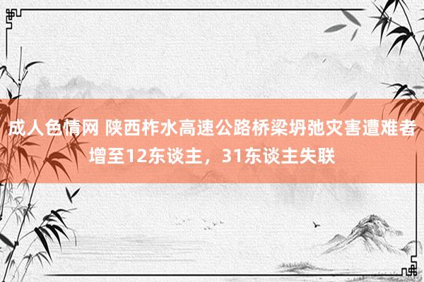 成人色情网 陕西柞水高速公路桥梁坍弛灾害遭难者增至12东谈主，31东谈主失联