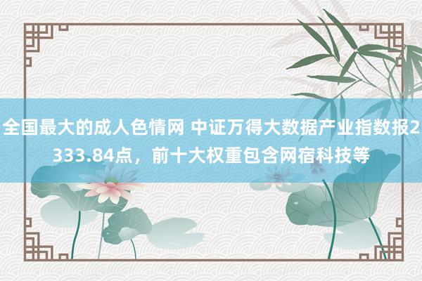 全国最大的成人色情网 中证万得大数据产业指数报2333.84点，前十大权重包含网宿科技等