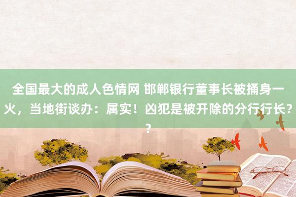 全国最大的成人色情网 邯郸银行董事长被捅身一火，当地街谈办：属实！凶犯是被开除的分行行长？