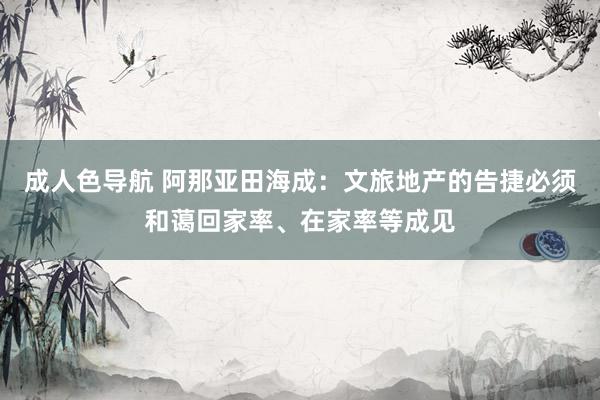 成人色导航 阿那亚田海成：文旅地产的告捷必须和蔼回家率、在家率等成见